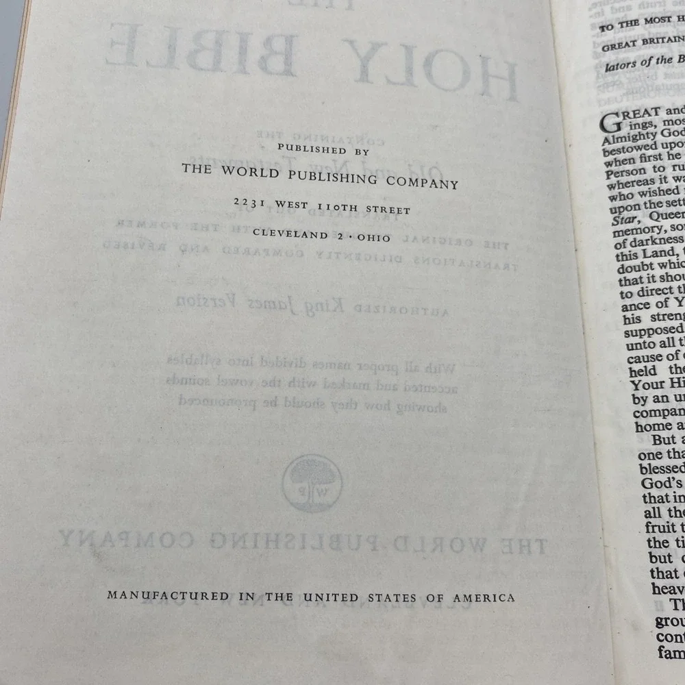 Holy Bible World 1945 Red Letter Edition Genuine Leather‎ Concordance KJV